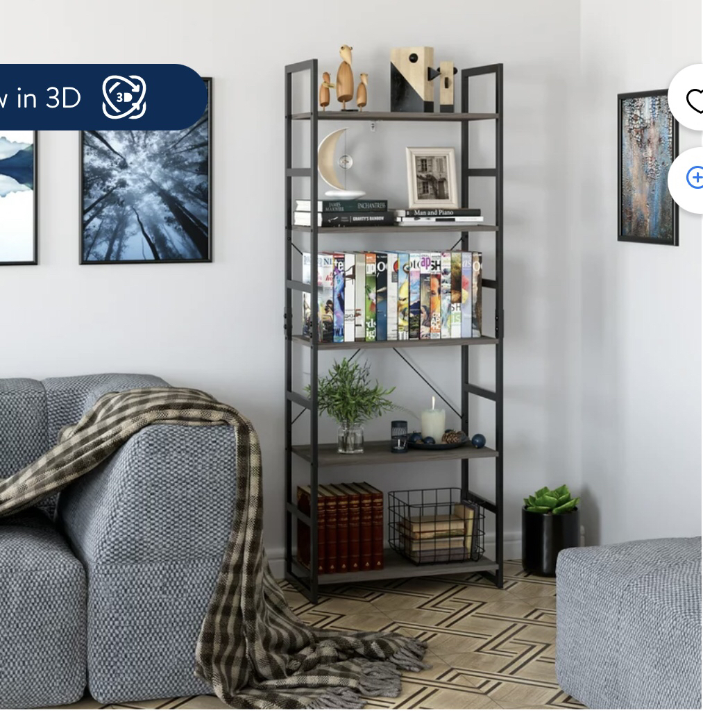 Homfa 5-Tier Gray Bookshelf, image indicator(5)