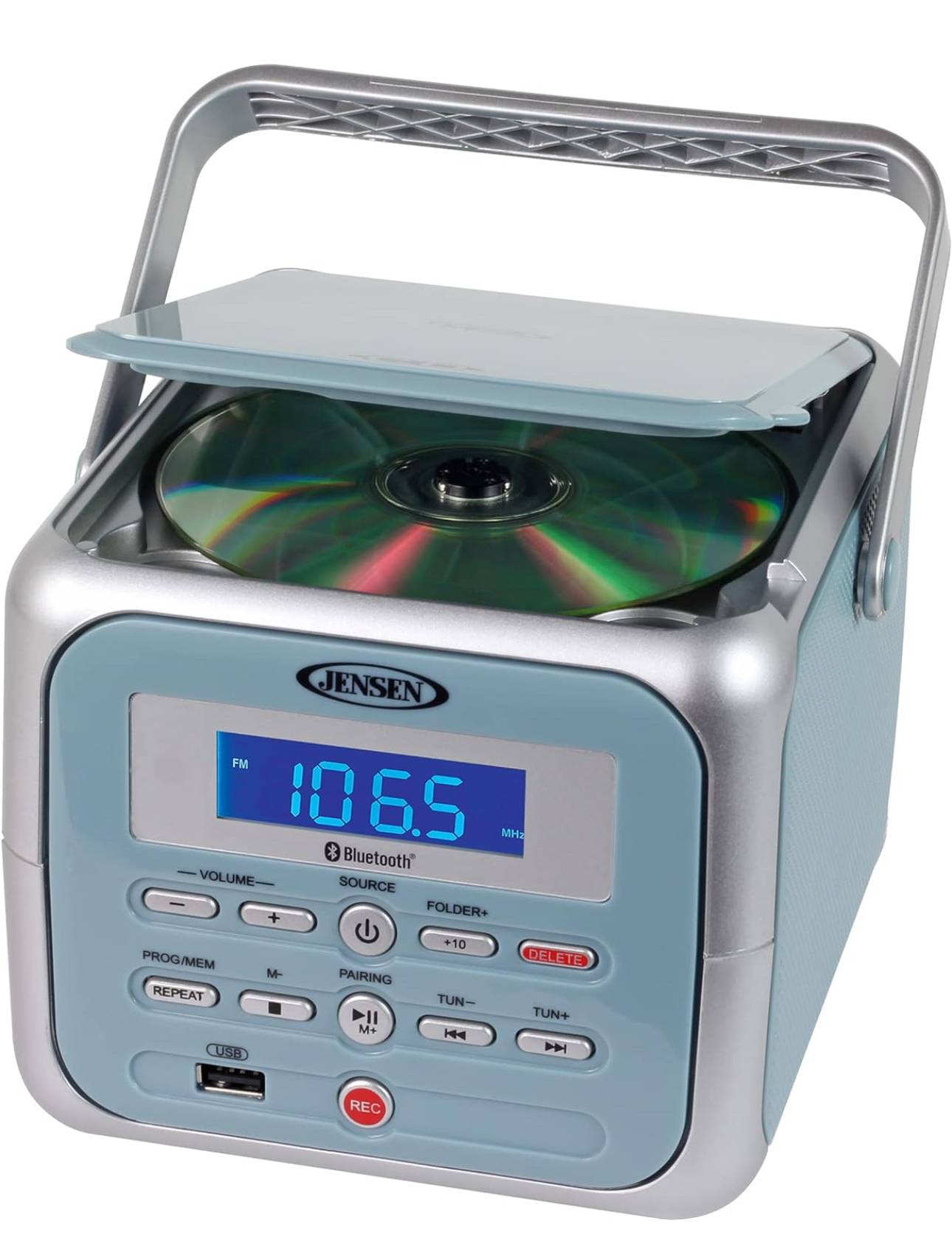 New Portable Stereo CD Player with Bluetooth FM Radio USB image indicator(3)