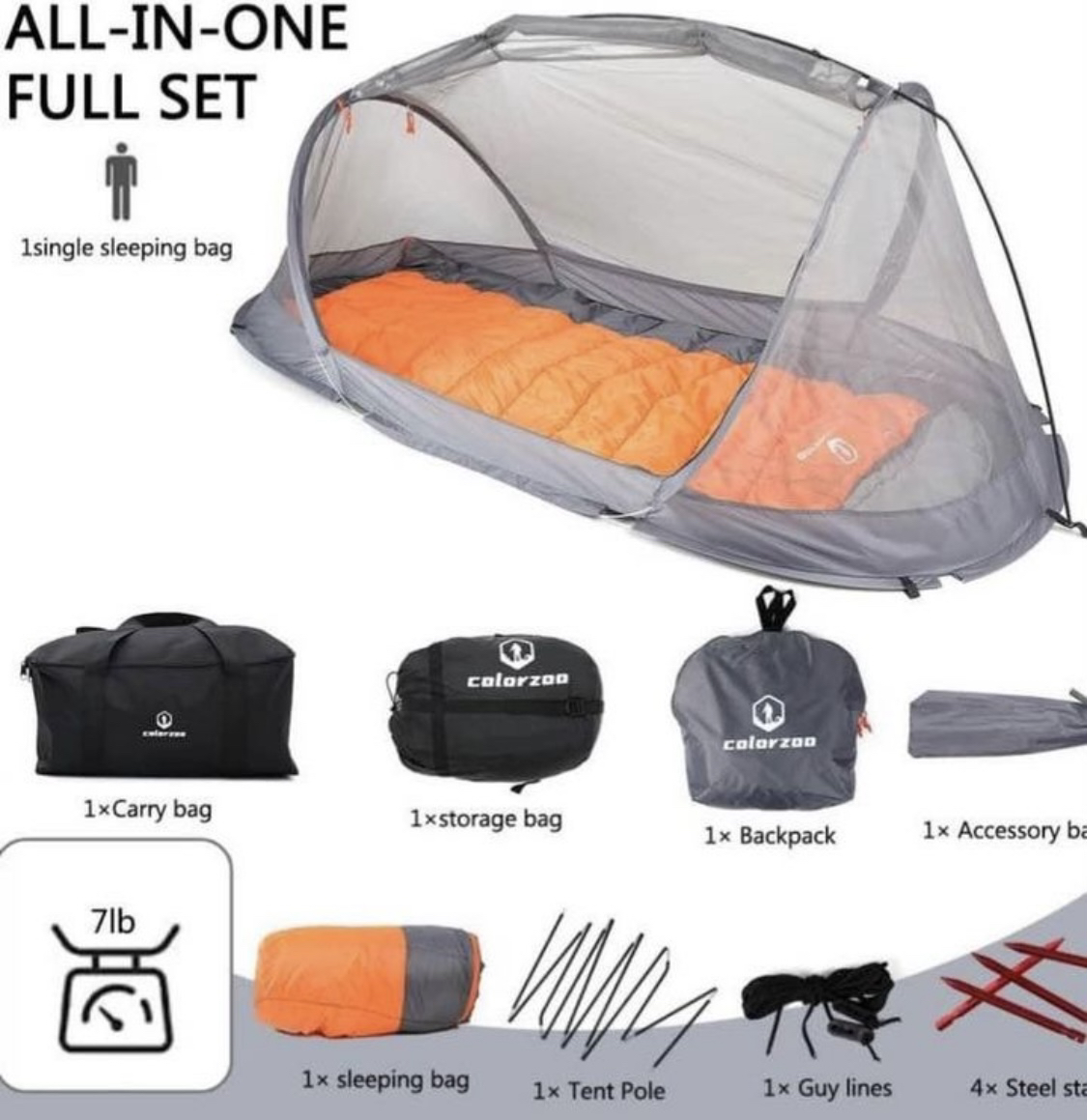 Camping Mosquito Tent with Sleeping Bag Combo - photo 5