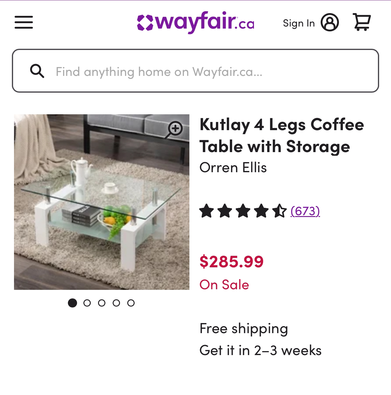 White Coffee Table with Storage Shelves
