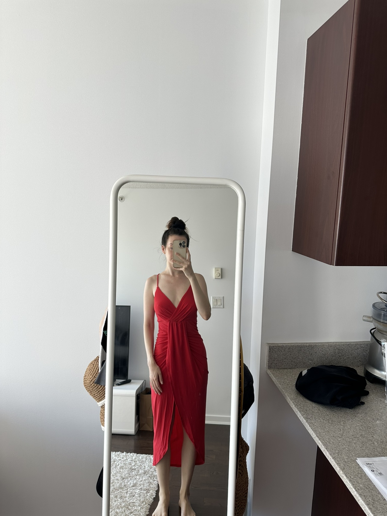 Red midi dress size small thumbnail
