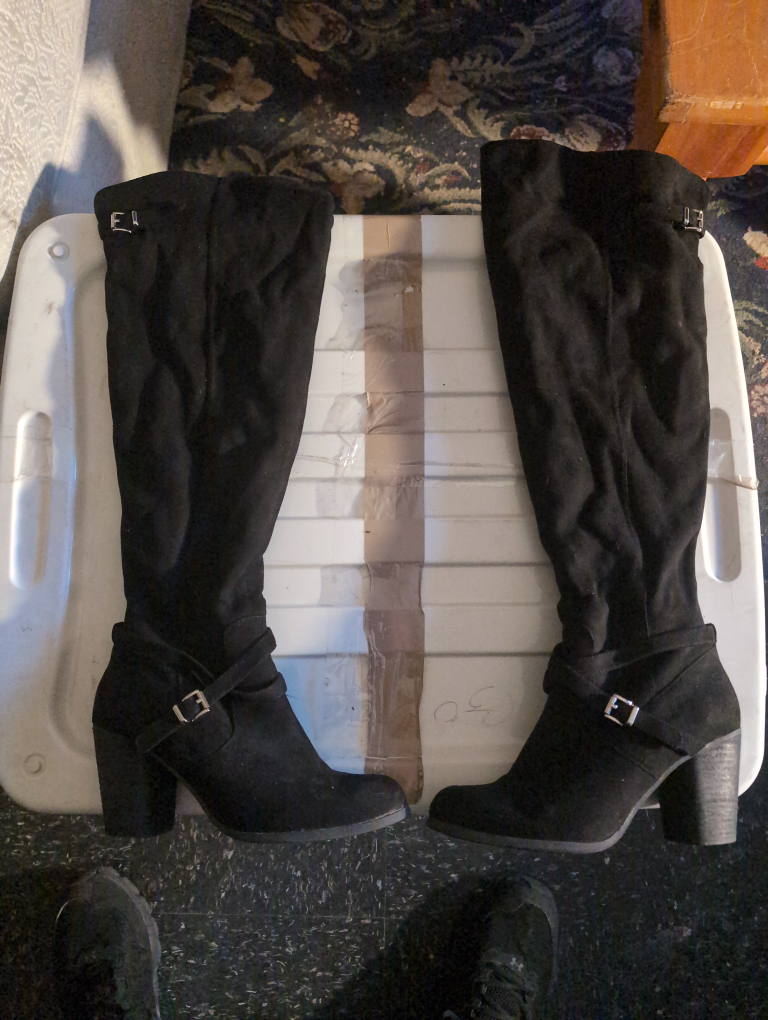 Madden girl Knee high black high heeled boots, size 6.5
