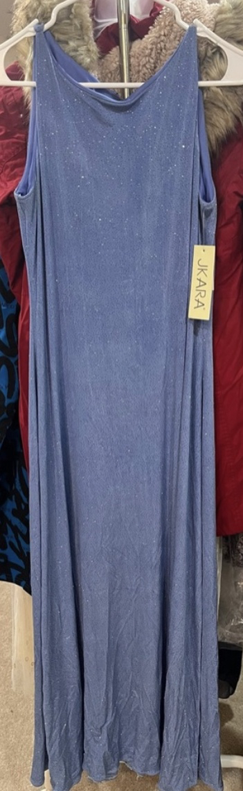 J. Kara Women's Sleeveless Scoop Neck Glitter Maxi Dress sz 10 image indicator(2)