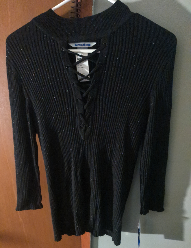 New with tags, Nygard sparkling black top