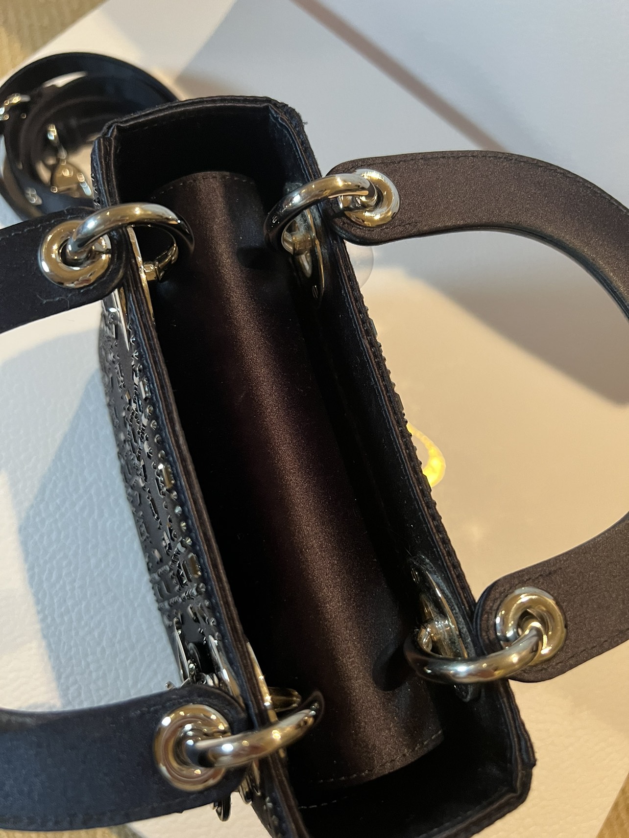 Mini Lady Dior Bag Navy Strass Cannage Satin - photo 3