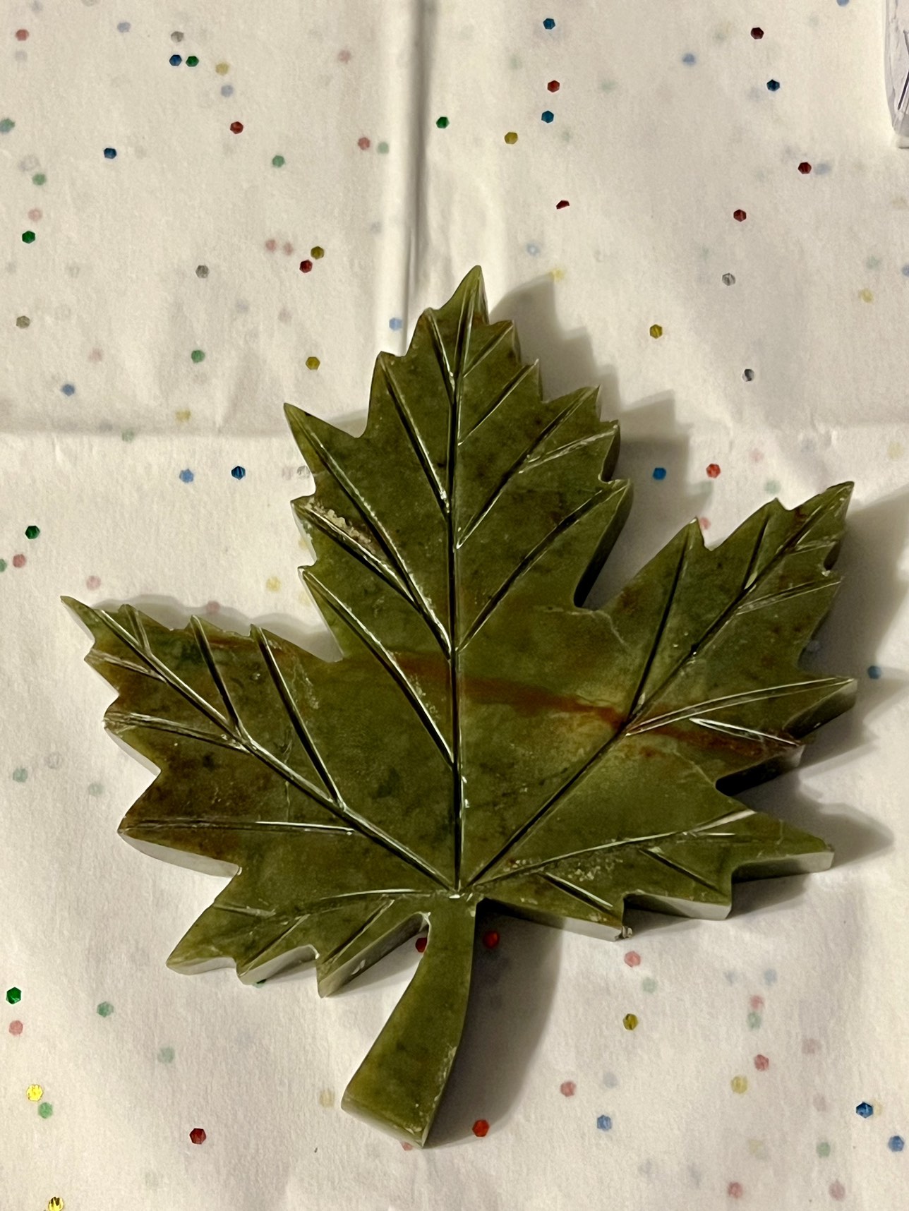 Maple Leaf 🍁 made out of Red lined Nephrite Jade!