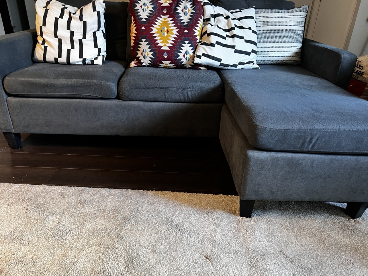 Grey sectional 3 seater couch