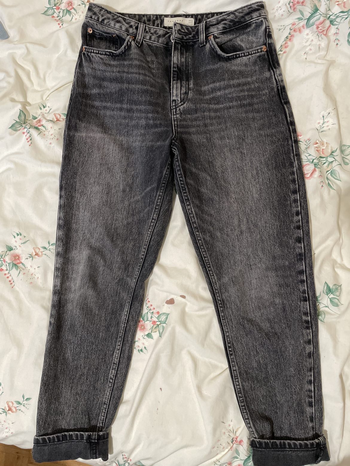 Washed-grey mom jeans