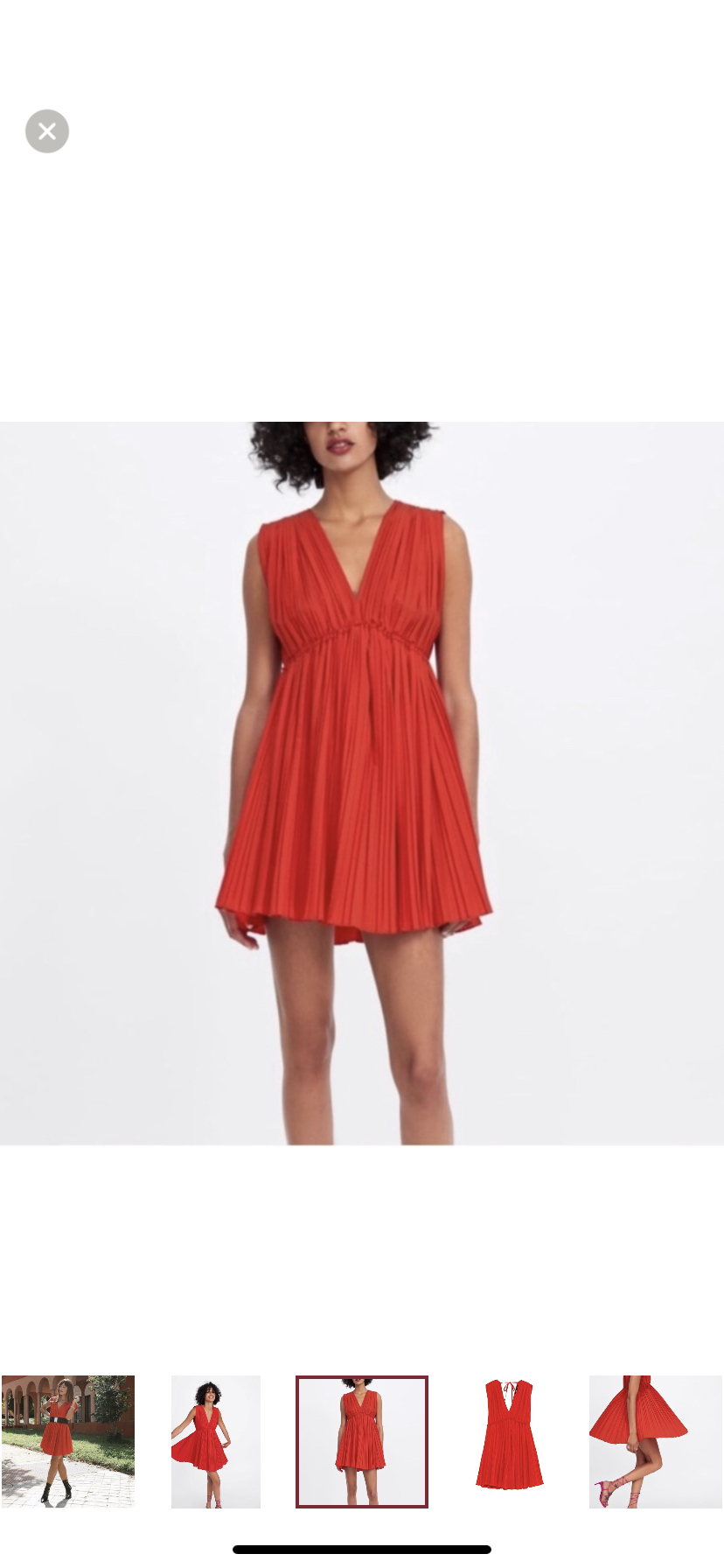 NWOT ZARA Pleated Red Poplin Dress - Size Medium image indicator(3)