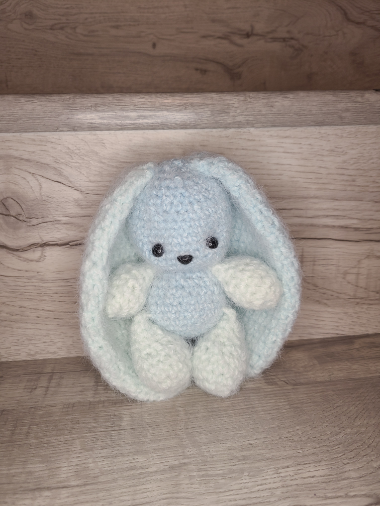 Crochet personalized blue bunny