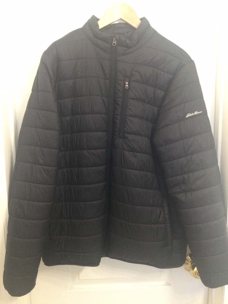 Like New Eddie Bower Mens Black Jacket, Size "Large" and “Gloves