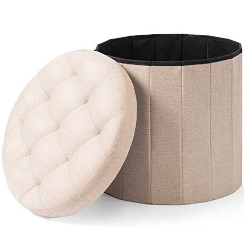 Round ottoman storage foldable 18” 65L - photo 2