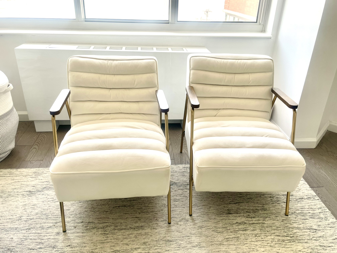 Set of 2 - Modern White Armchairs
