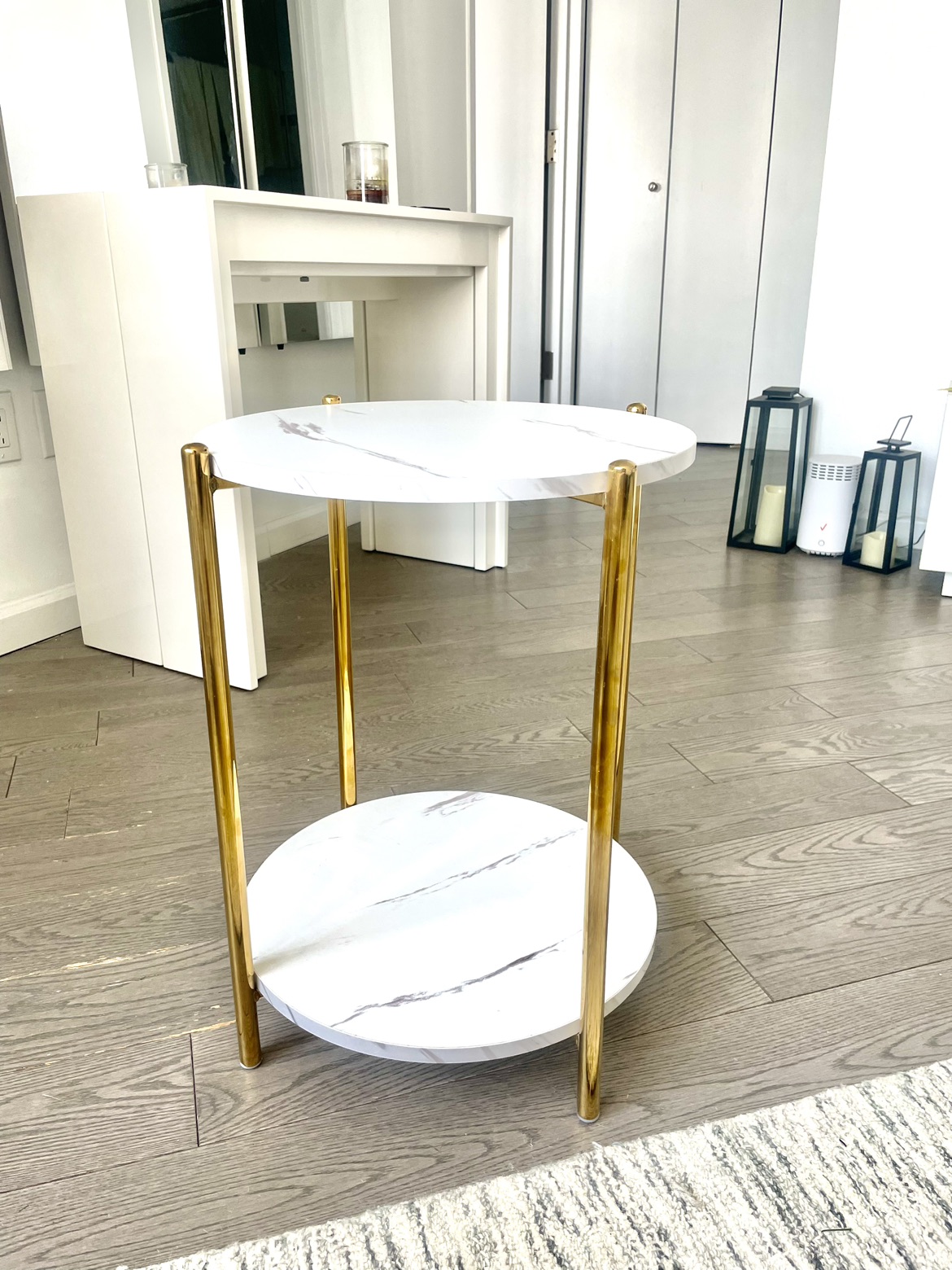 Gold and White Accent Table