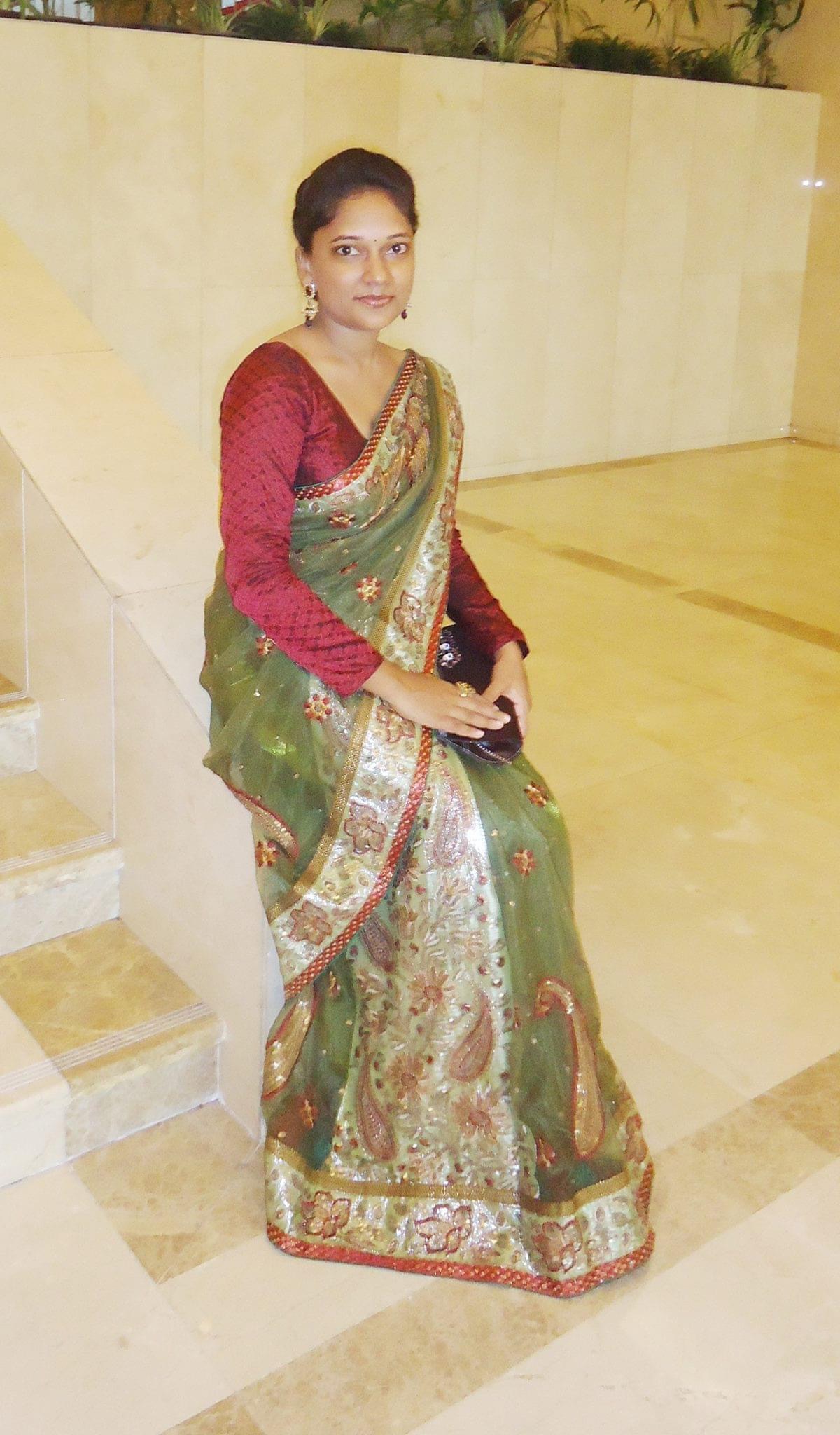 Heavy worked reception saree