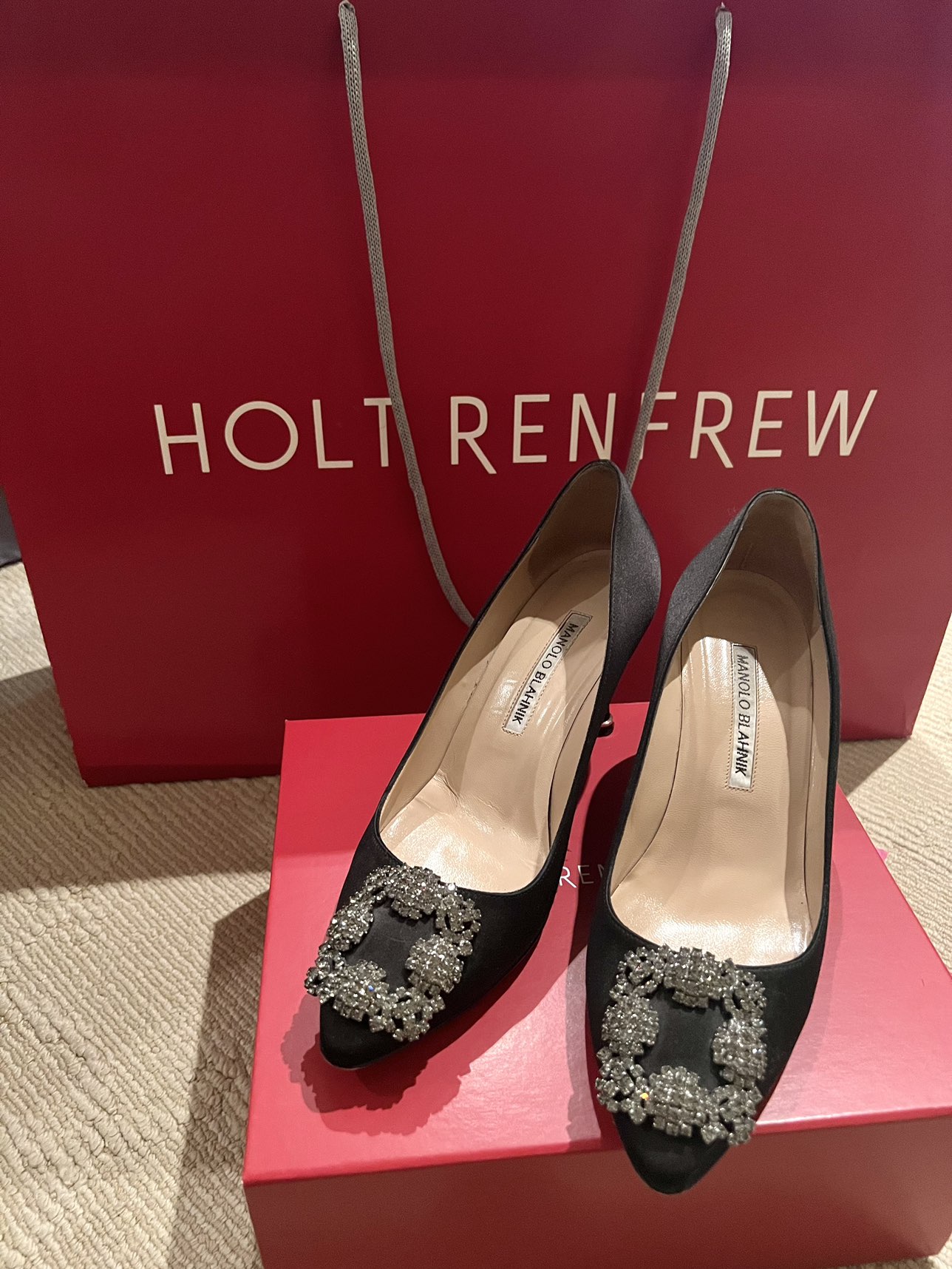 Manolo Blahnik Black Hangisi Heels - Size 36.5