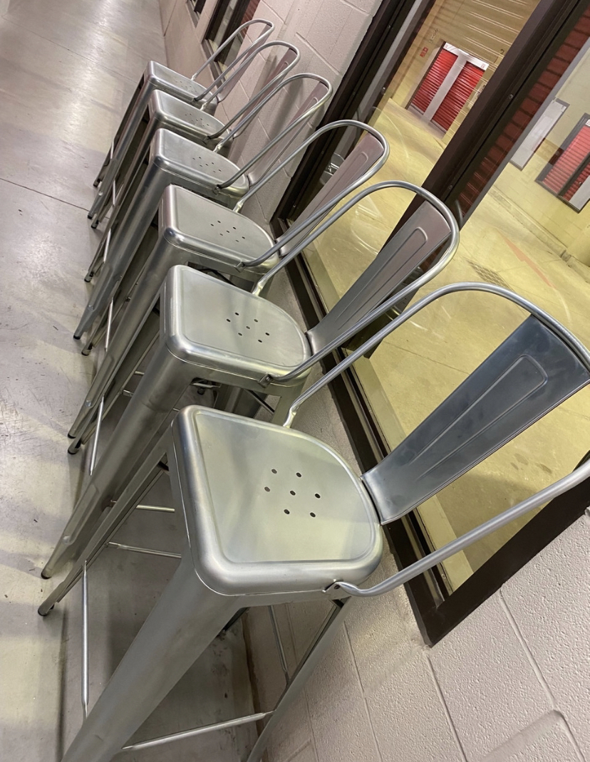Silver coloured Cape furniture metal bar & counter stool