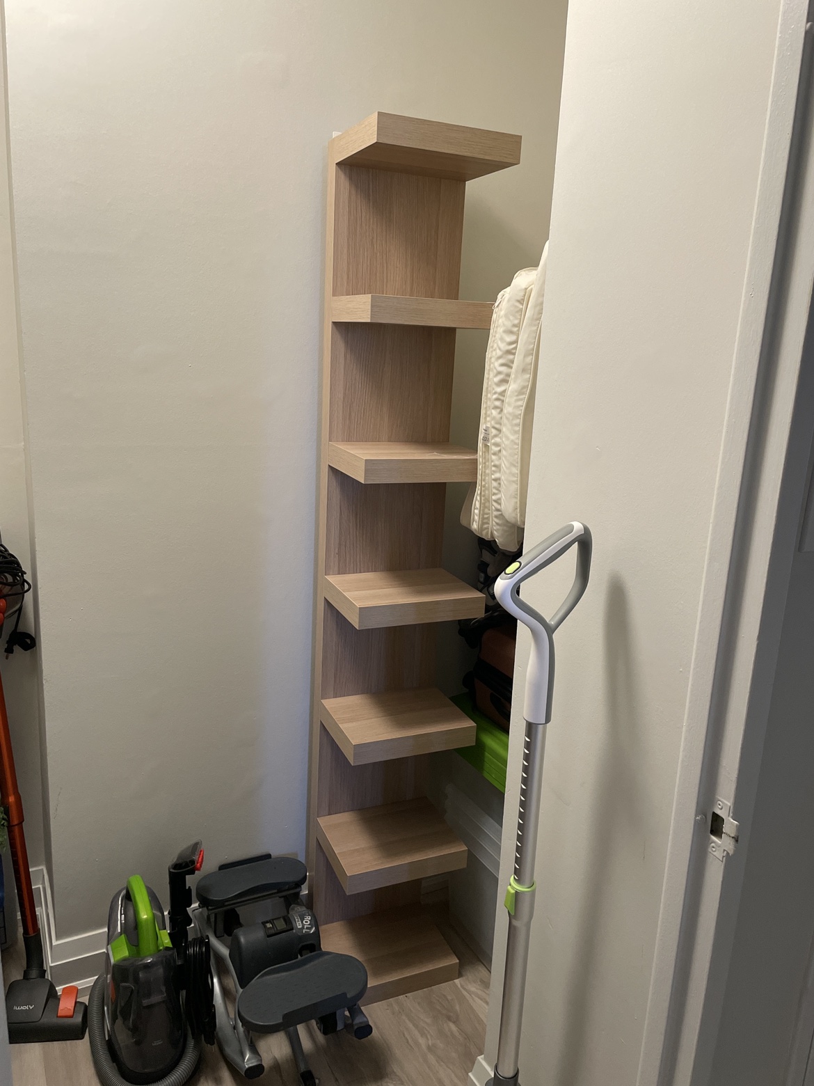 Wall shelf unit, stained oak effect