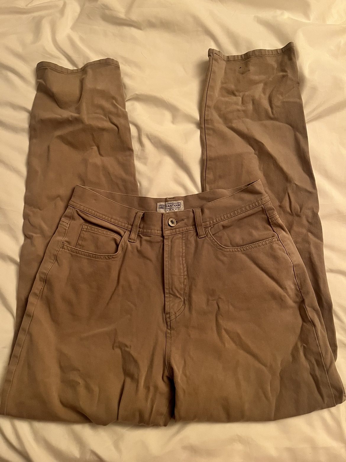 Khaki colored denim pants thumbnail