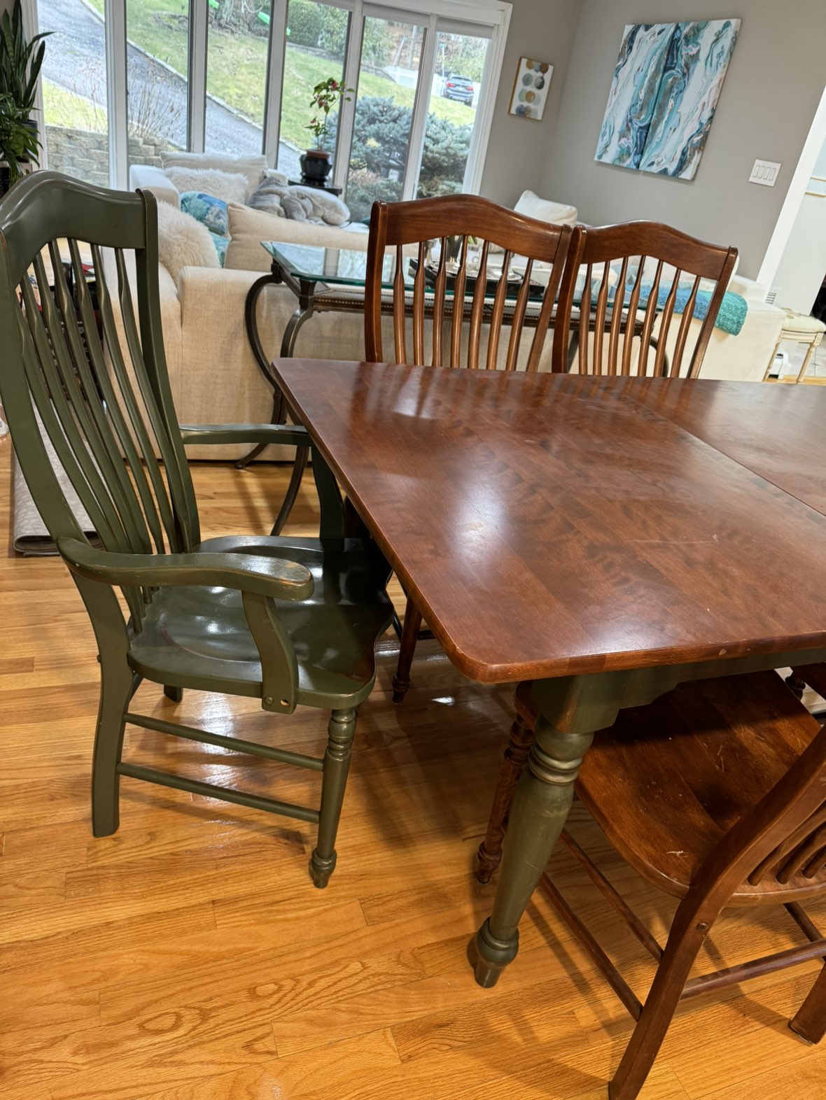 Solid wood dining room table and 8 chairs - photo 2