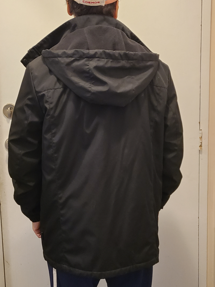 New Black Calvin Klein long coat water repellant removable hood image indicator(3)