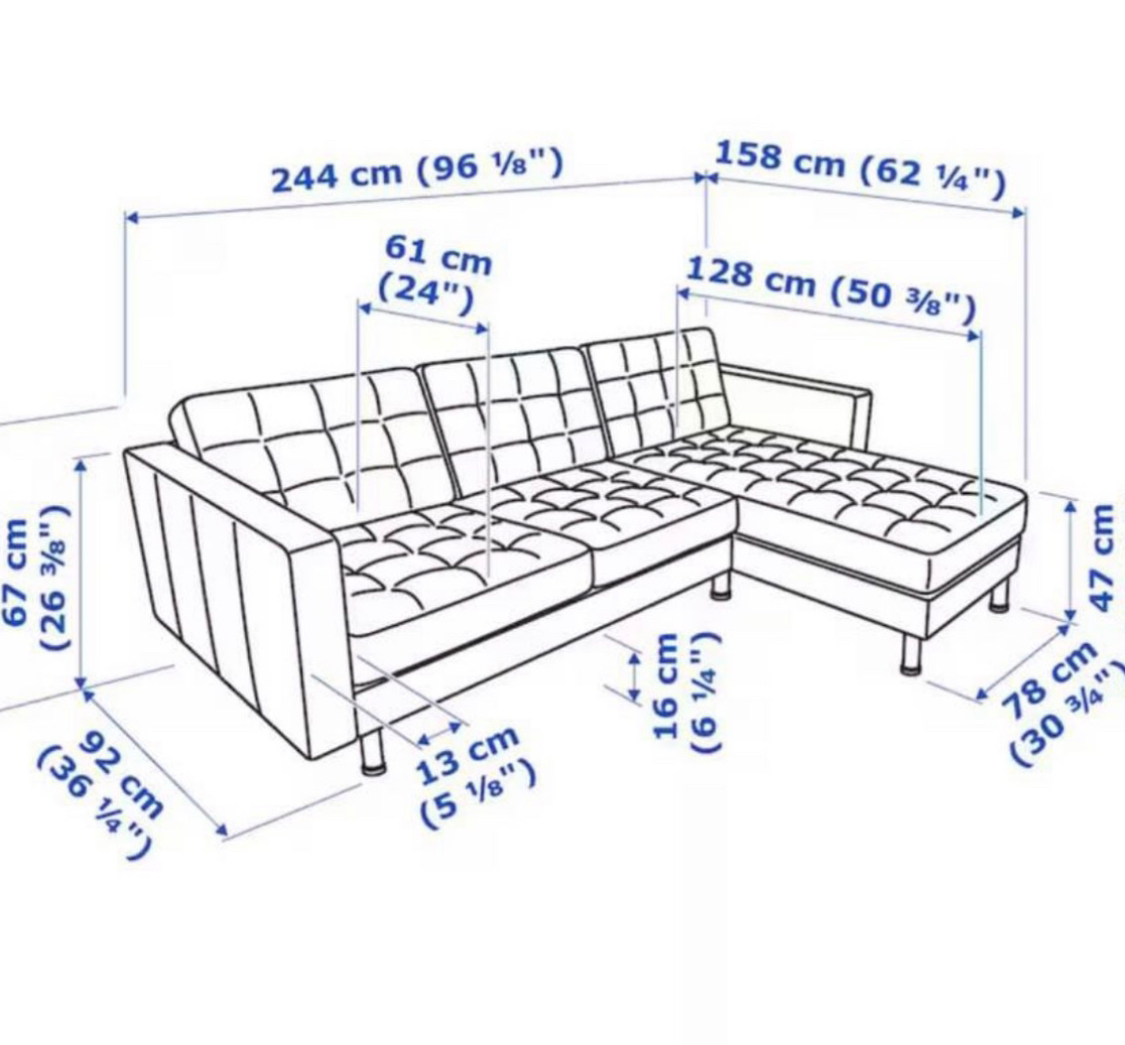 IKEA Sectional Sofa Leather | with metal legs (Used) - photo 2