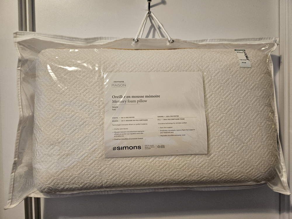 🆕️ Simon's Memory foam pillow semi-firm support Queen size thumbnail