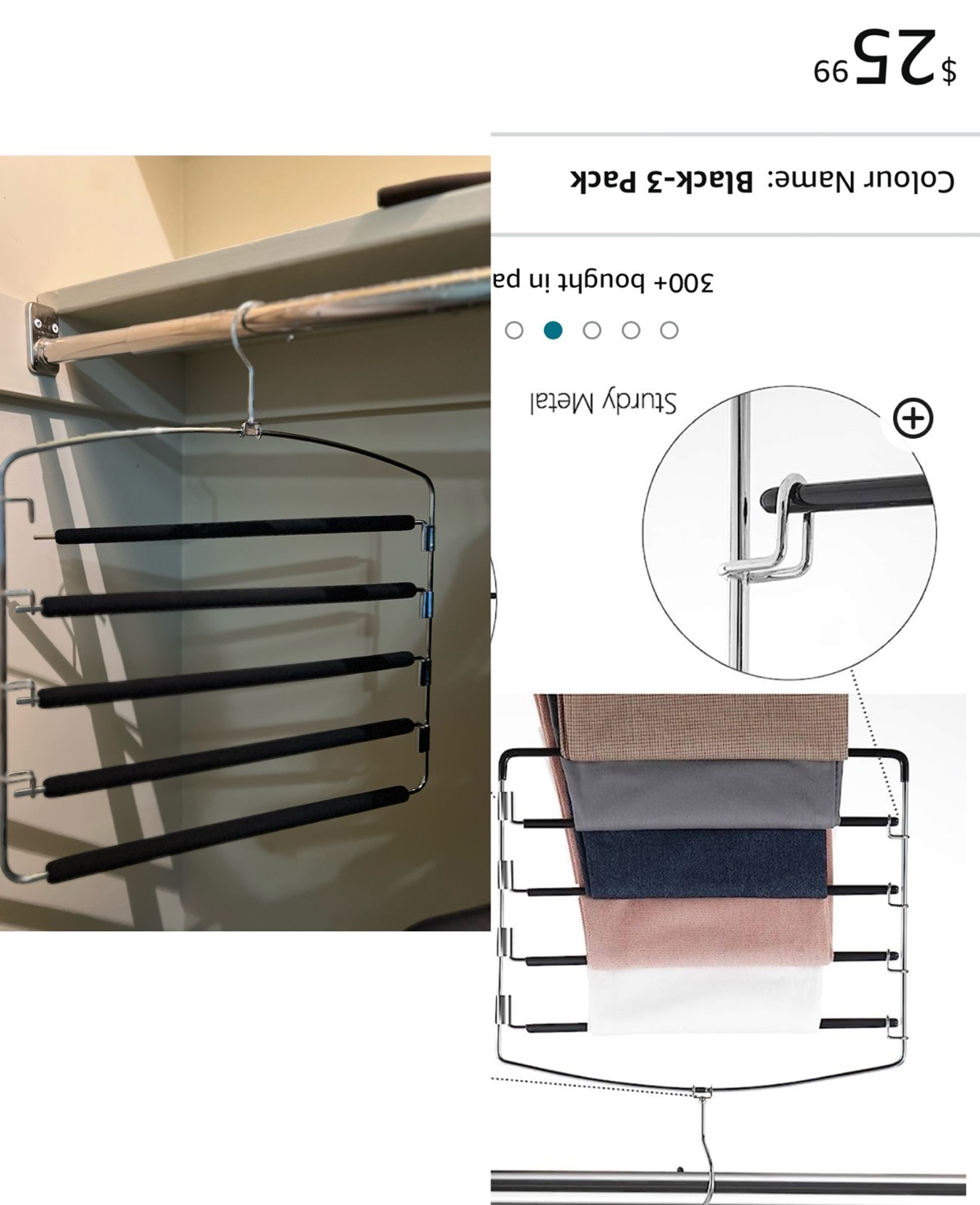 Multi-layer swing arm pants hanger (pack of 4)