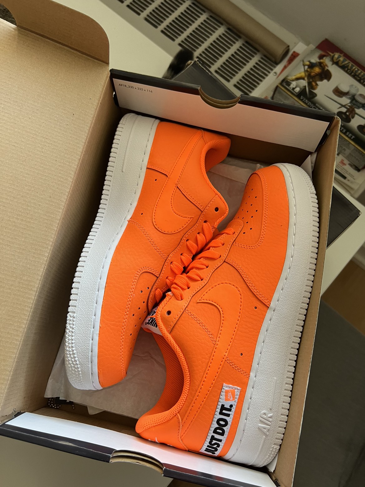 RARE Nike Air Force 1 Low Just do it orange M 10 thumbnail