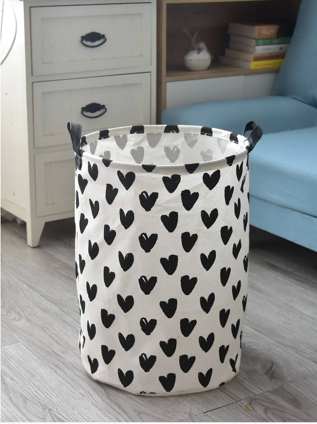Heart Print Laundry Basket