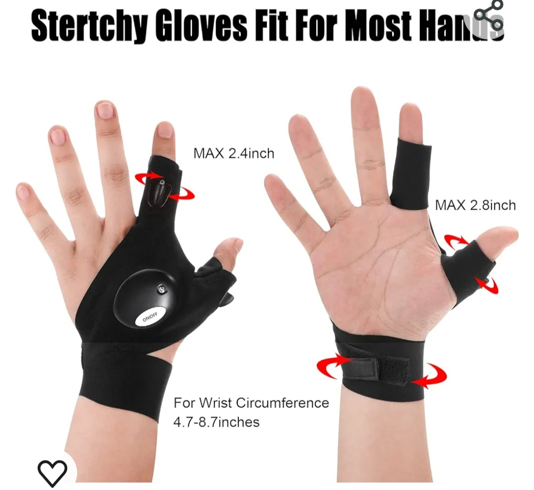 🏈 Brand New Flashlight Gloves Waterproof Hands-Free Light Gadget - photo 2