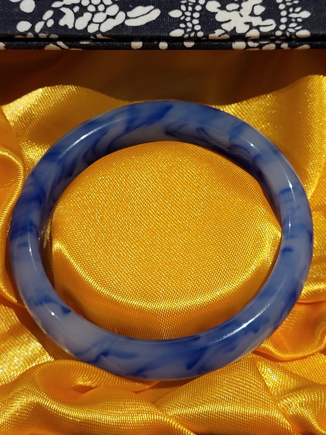 Jade Bangle Bracelet Genuine Natural Hetian Blue and White image indicator(5)