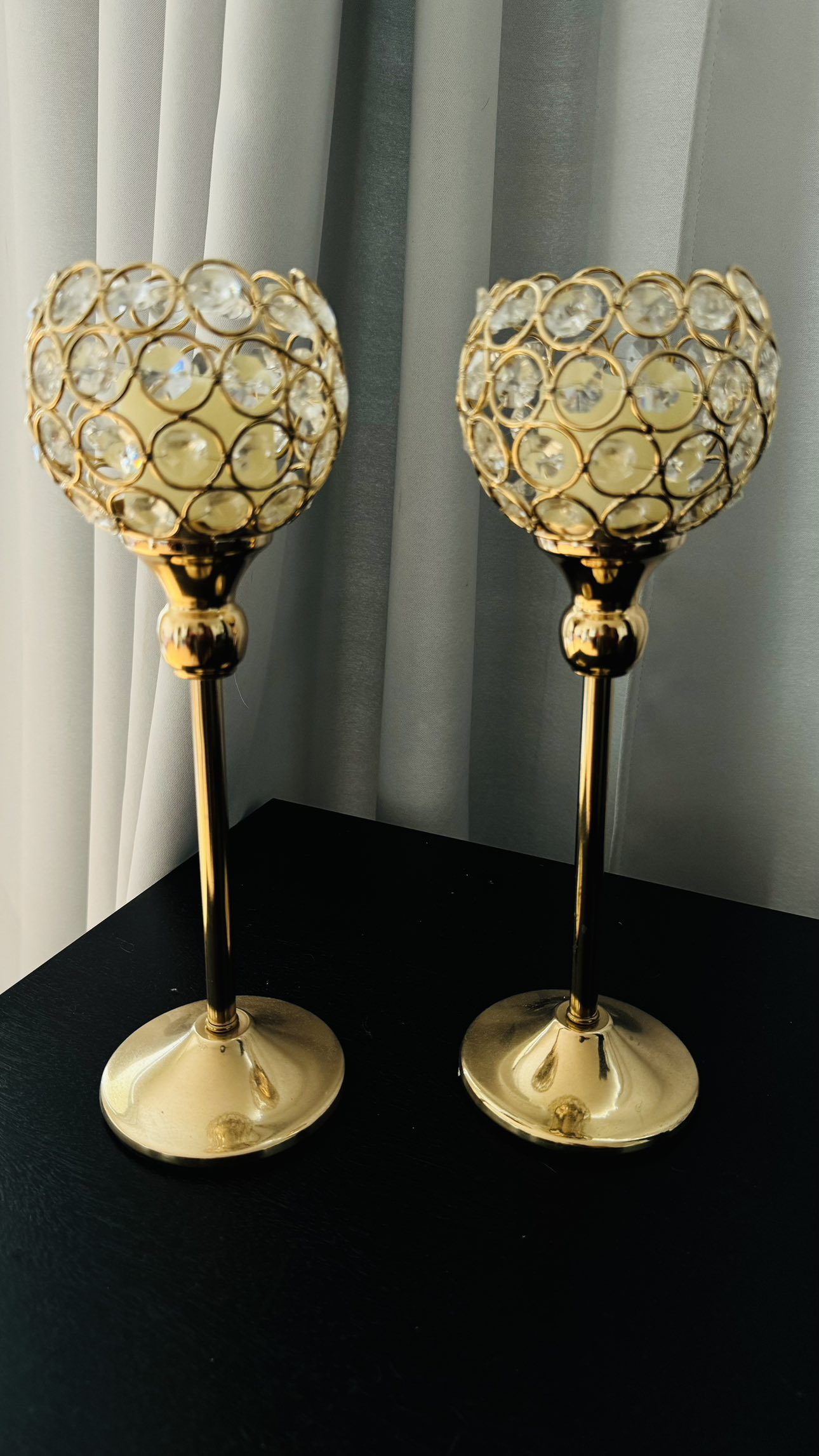 VINIGANT Gold Crystal Candle Holders (2) thumbnail