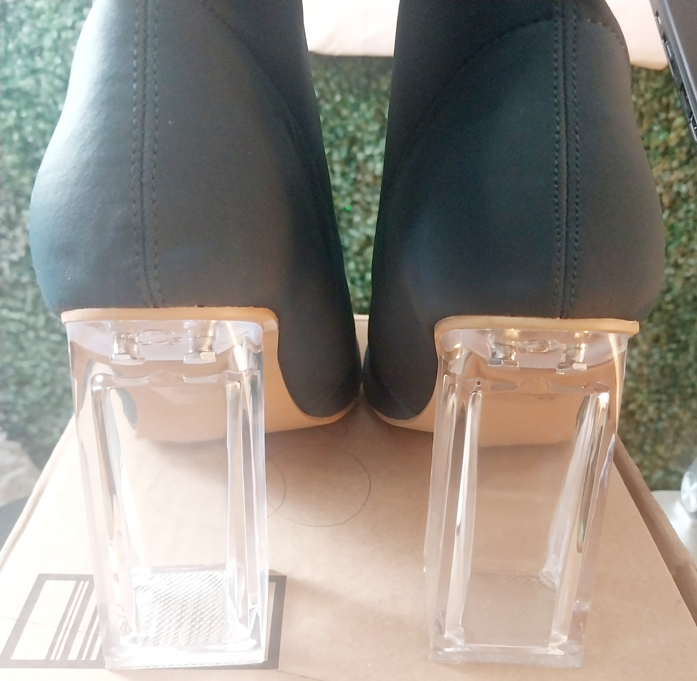 Cape Robbin Excellence Clear Heel Pointy Toe Chunky Ankle Boots image indicator(5)