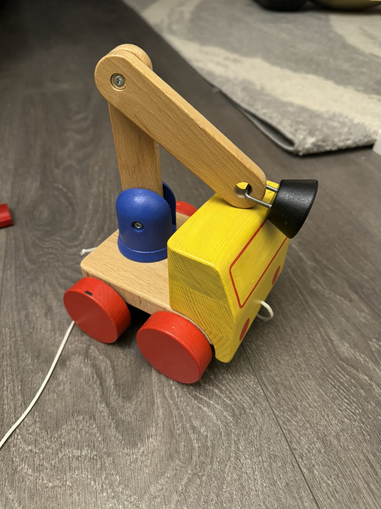 Wooden magnetic tow truck vintage kids toy thumbnail