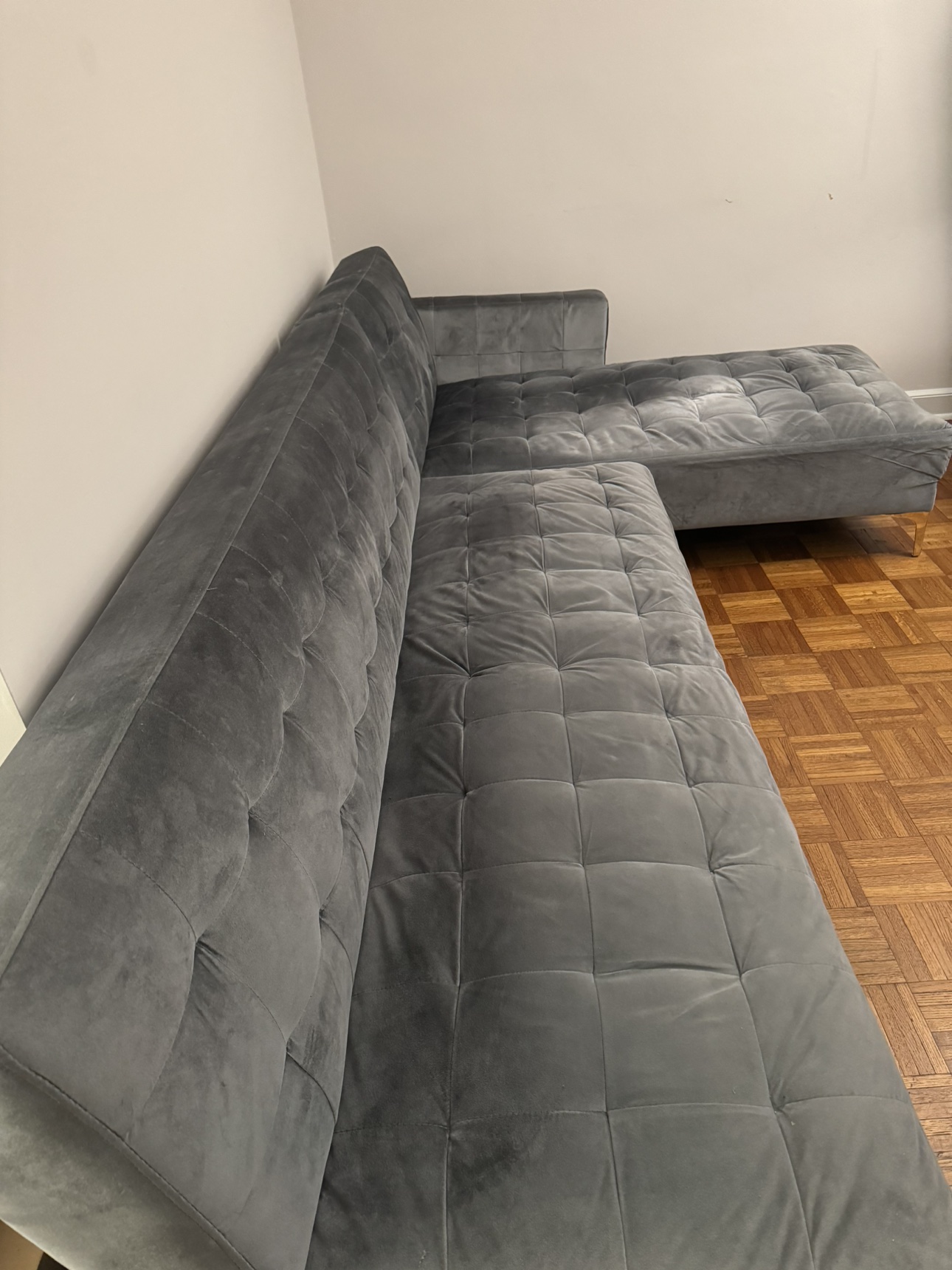 Velvet Sectional Sleeper Bed Sofa - photo 2
