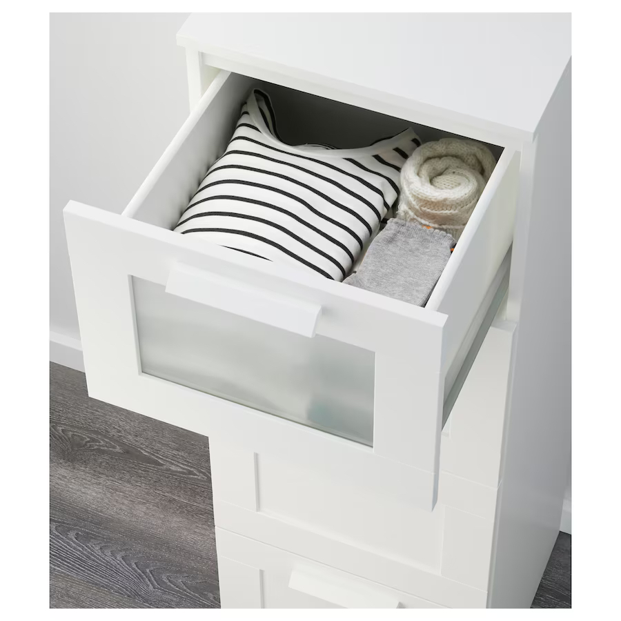 Ikea BRIMNES Chest of 4 Drawers, white/frosted glass - photo 3