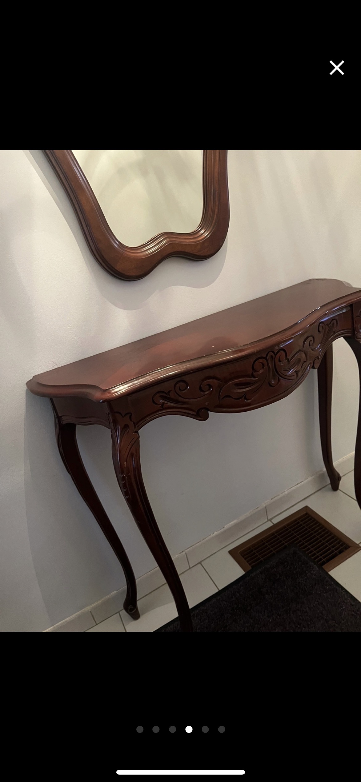 Antique front door console table with mirror