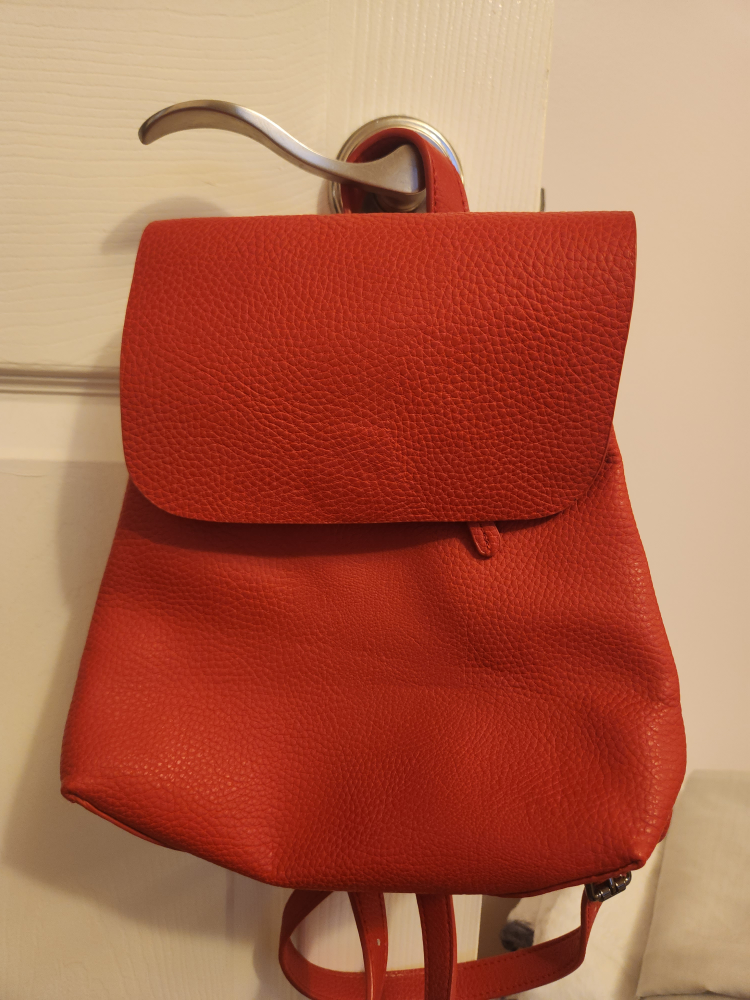 Vegan Red Leather Small Backpack thumbnail