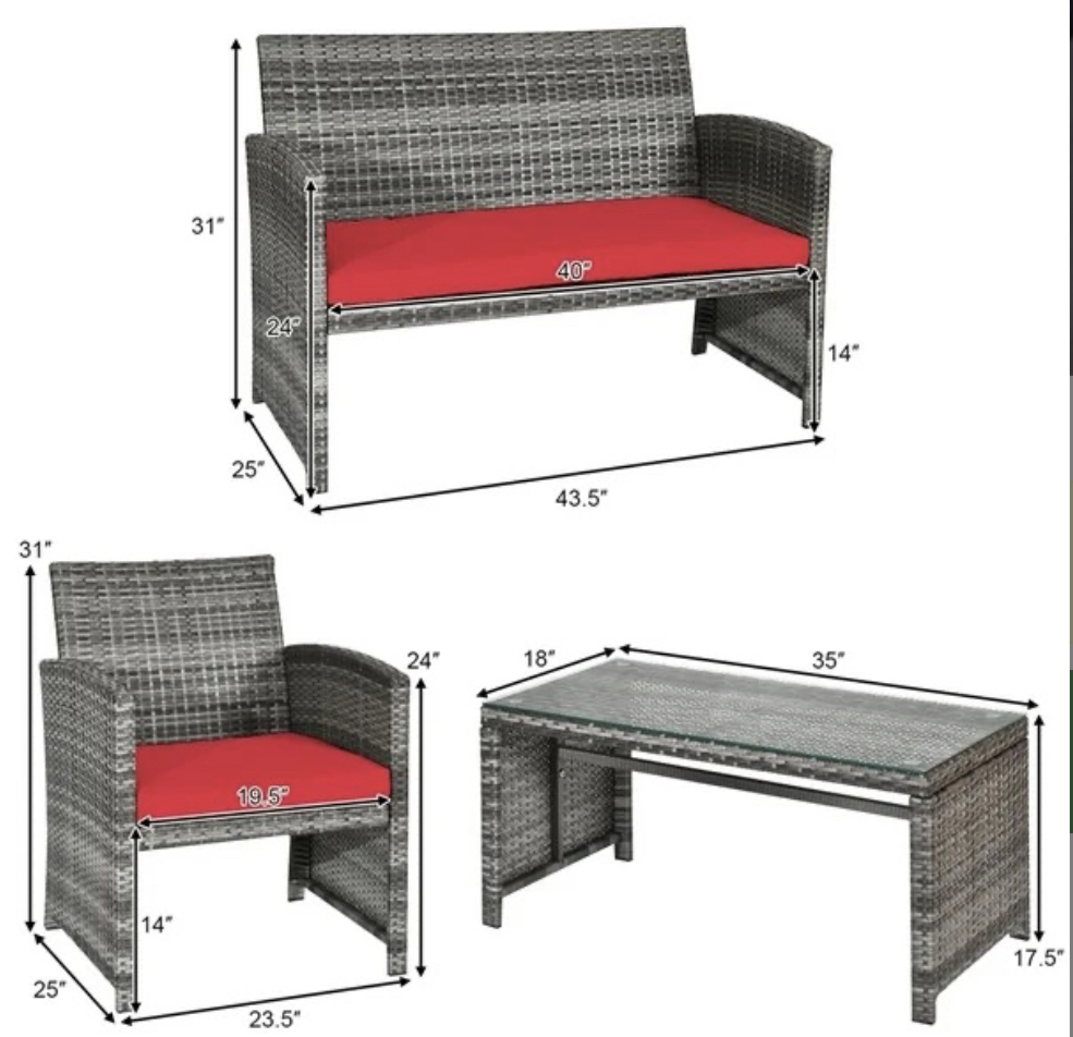 PATIO SET 4PC RATTAN WICKER - photo 2