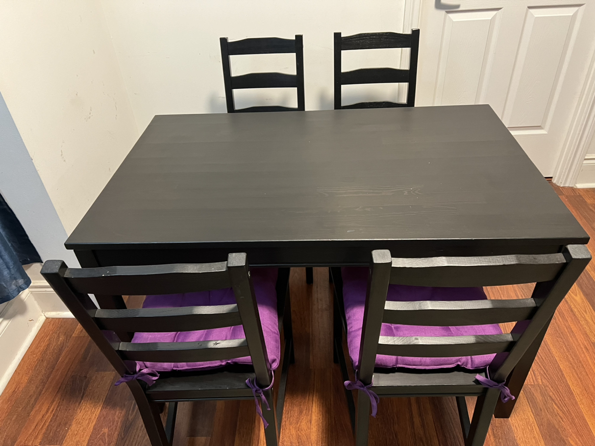 IKEA Black Dining table with 4 chairs - photo 2