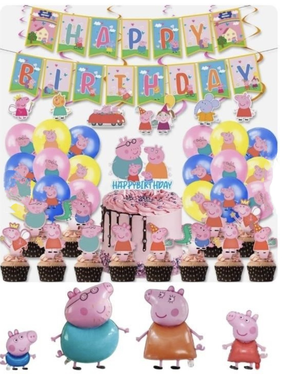 New in Pkg! Peppa Pig Birthday Decorations and Balloons