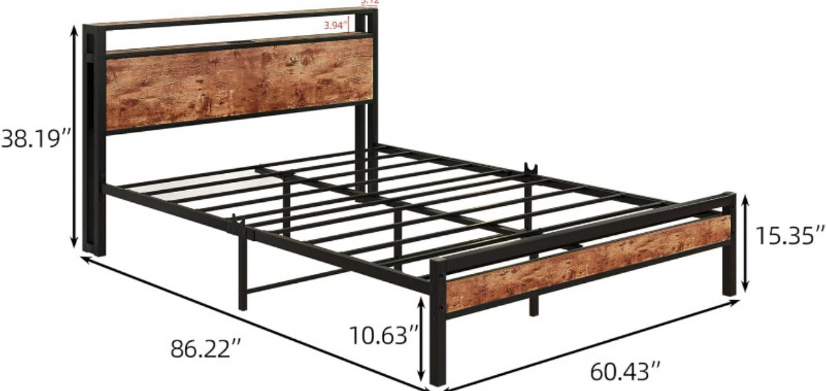 Brand new unboxed queen size bed frame with usb charging station - photo 5