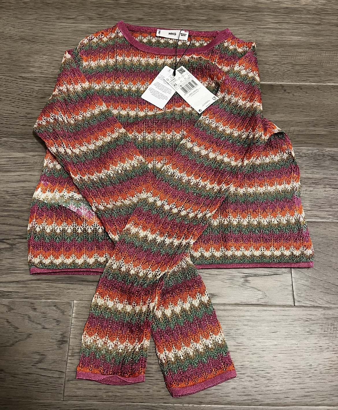 BNWT Mango Duval Chevron multi coloured crochet top - XS - photo 3