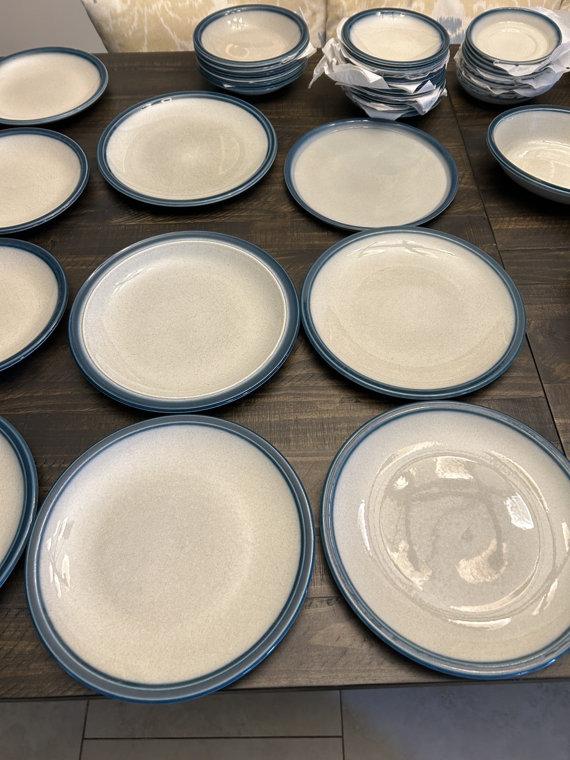 60 Piece Wedgewood Blue Pacific China set Antique image indicator(2)