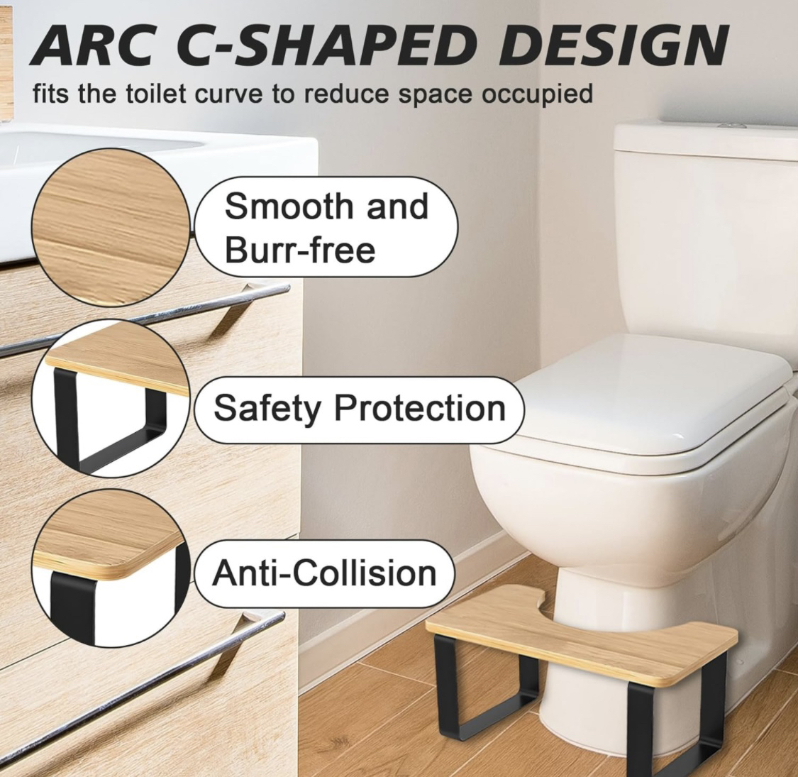 Metal with Wood Squatting Toilet Stool - photo 4