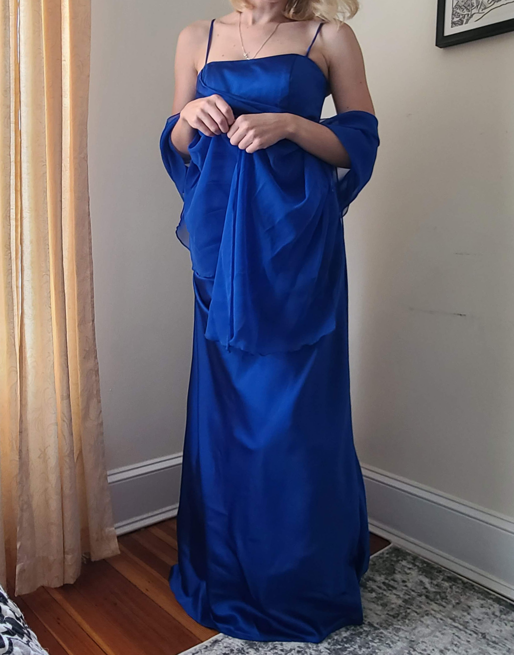 Blue long dress with shawl - available in size 2 and 8