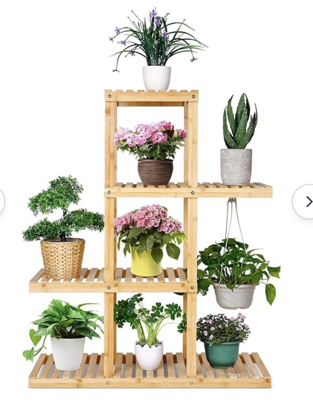amzdeal Bamboo Plant Stand, 4-Tier Plant Display Shelf image indicator(3)