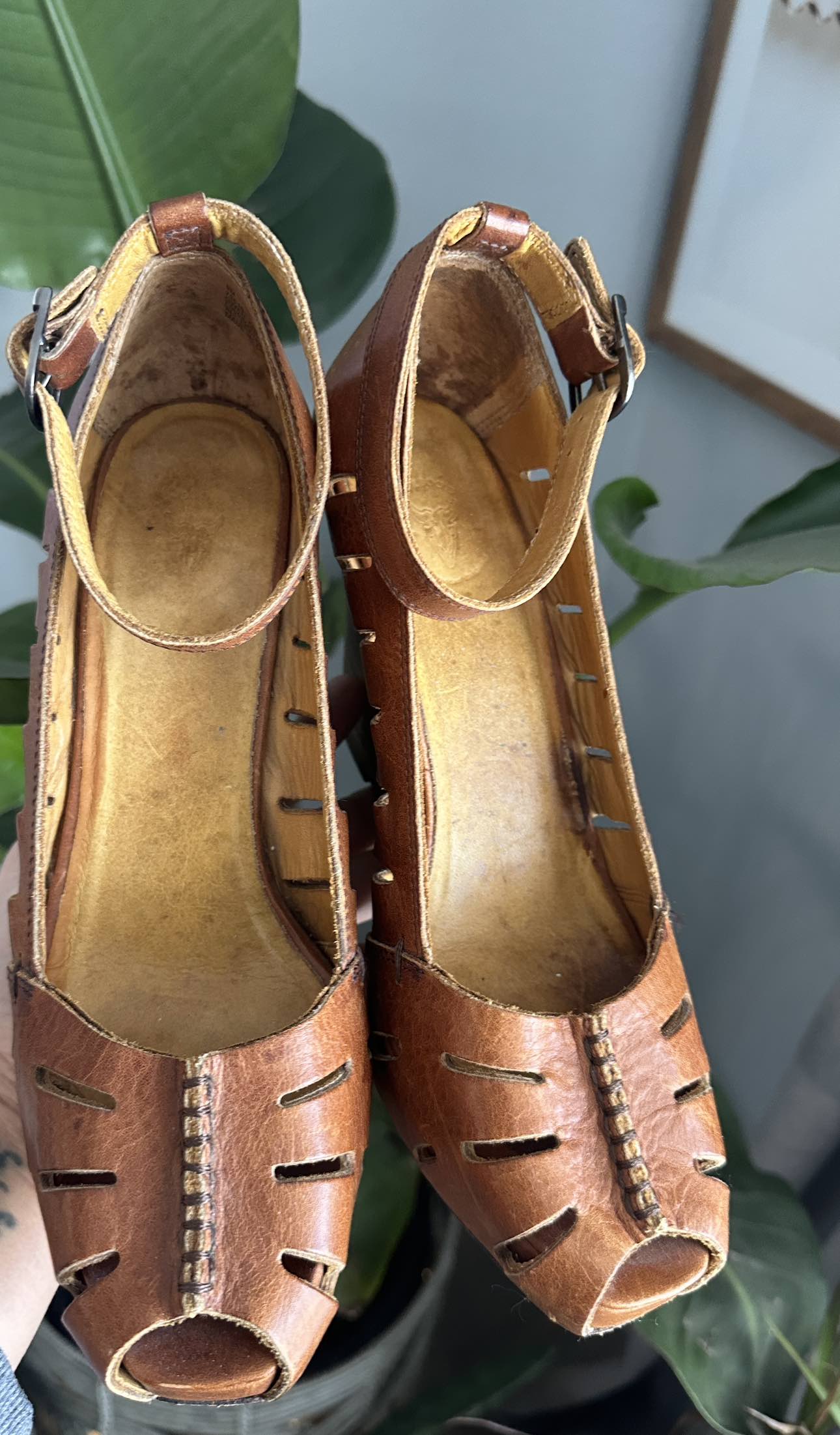 Frye Peep Toe Wedge Sandles