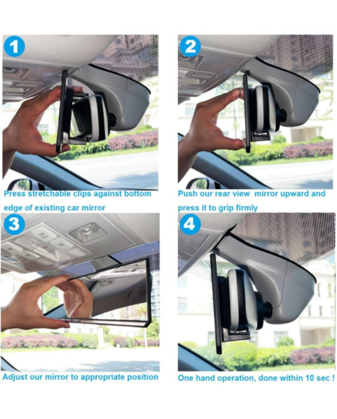 Clip On Adjustable Wide Angle Rear View Mirror image indicator(3)